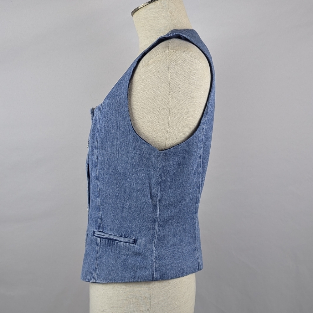 rag & bone Seraphina Denim Vest Top Button Front Lined Winwood Blue Wash L NWT - Picture 10 of 14